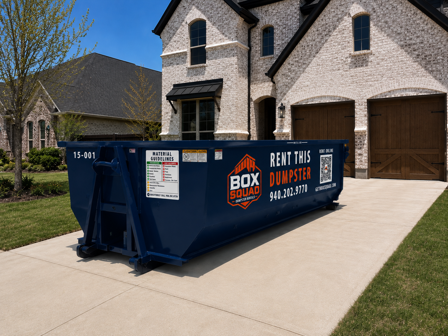 15 yard roll-off dumpster from Box Squad
